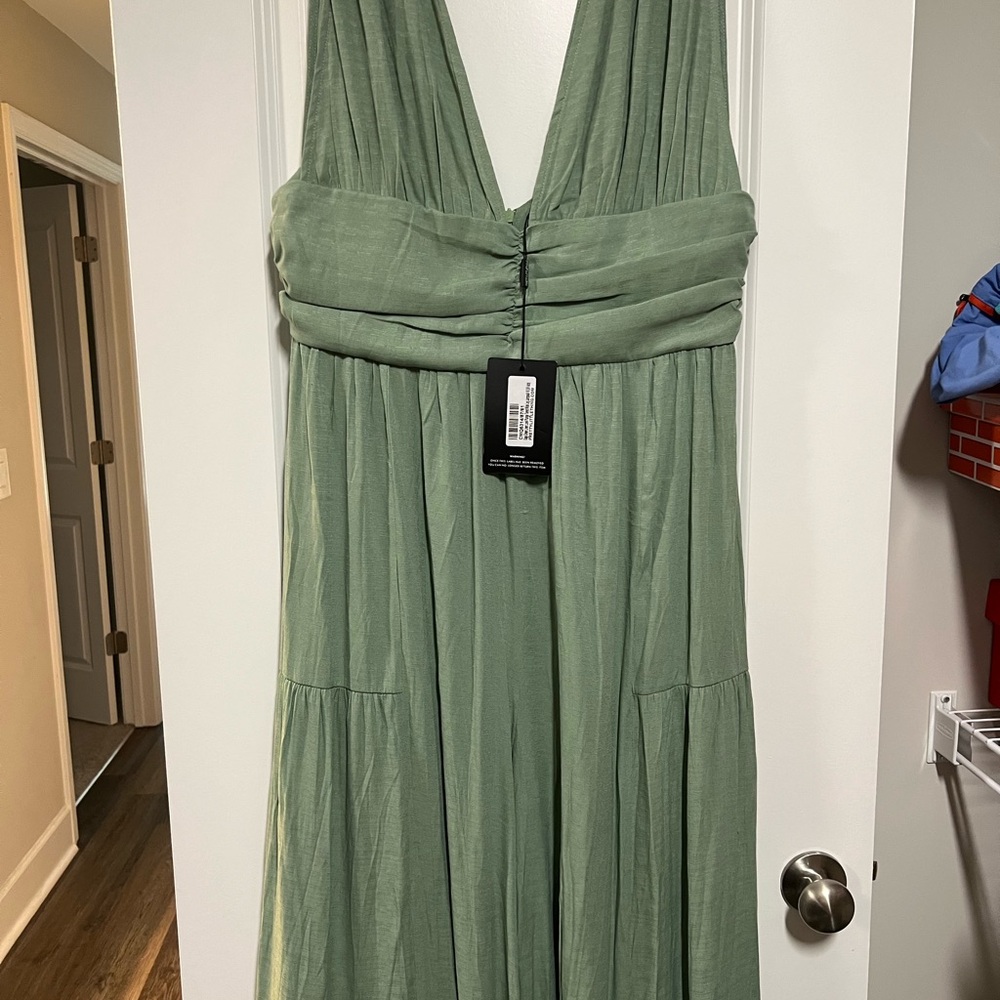 Elegant Green wide leg jumpsuit